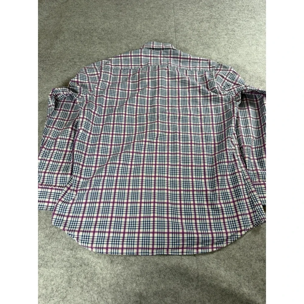 Tailorbyrd Men's L Blue/Pink Button Down Long Sleeve Flip Cuff Plaid Shirt